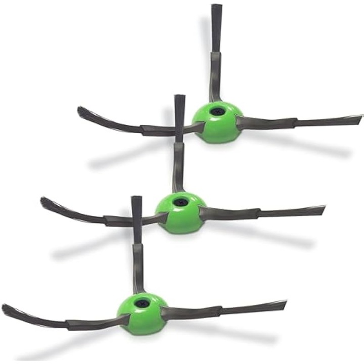 Perii laterale de schimb pentru robot aspirator, compatibile cu iRobot i/j/e Series i1+/i2+/i3+/i4+/i5+/i6+/i7+/i8+/j7+/j8+/e5/e6, peri moi densitate mare, cu suruburi incluse, reutilizabile, Verde/Negru, 3 buc
