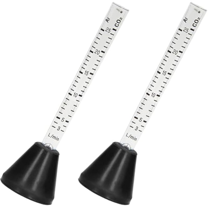 Gázáramlásmérő / áramlásmérő TIG/MIG pisztolyokhoz, kettős skála argon/CO2, ABS, 0-25 L/perc, fekete, 2 db