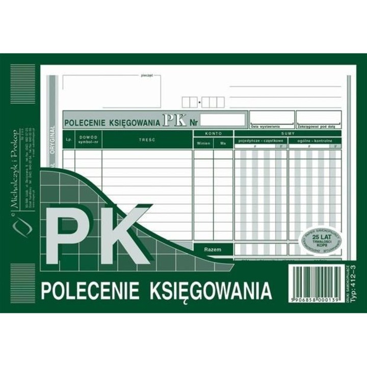 Könyvelési bizonylat (számviteli utalvány) Michalczyk i Prokop A5, önátírós, többszínű, 80 lap