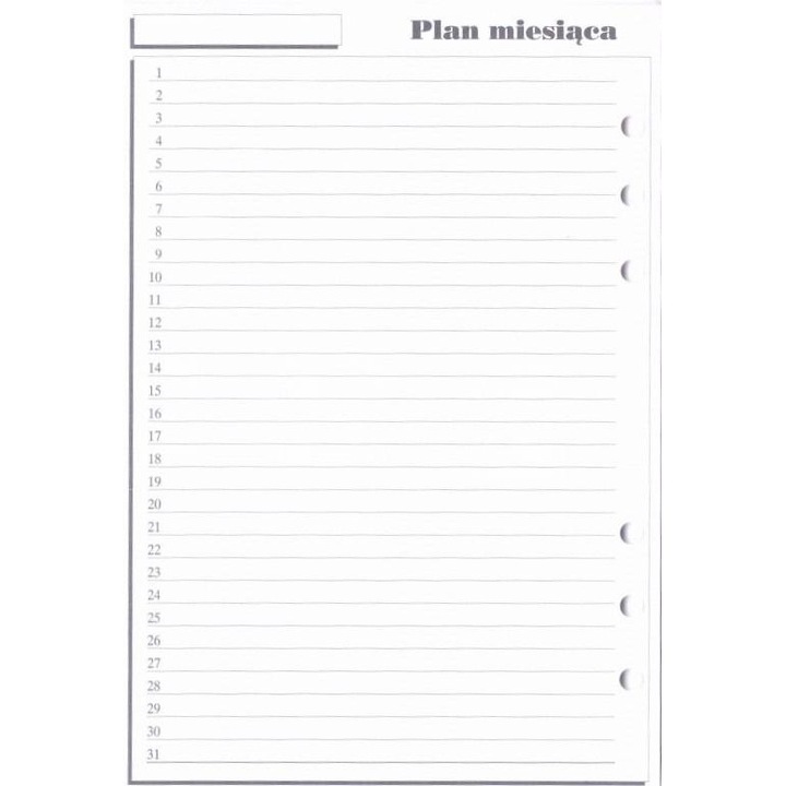 Betét/utántöltő Antra Plan miesiaca rendszerezőhöz, A5 210×145 mm, Többszínű