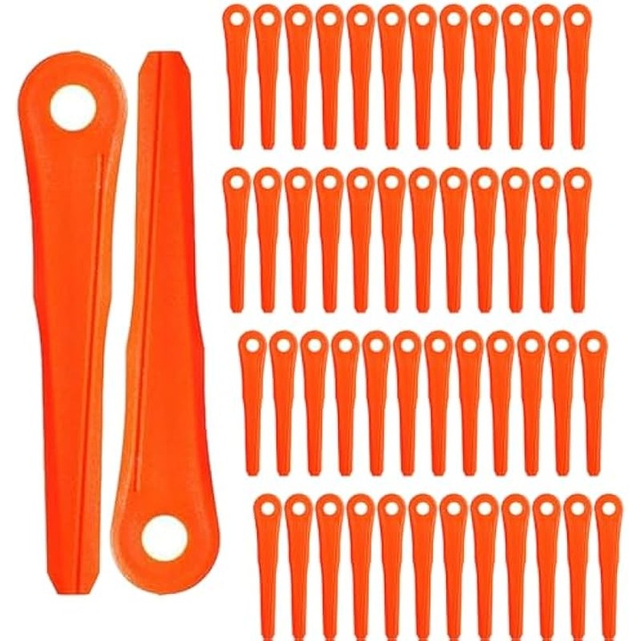 Lame de schimb pentru cap trimmer 40020071000, compatibile cu Stihl PolyCut 6-2/6-3/7-3/28-2/48-2/47-3, din PA66 nylon, 145 mm, portocaliu, 50 buc