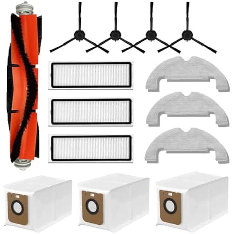 Set accesorii aspirator robot, 2 perii principale, 4 filtre, 4 perii laterale, 4 lavete, 4 saci praf, 2 unelte curatare, multicolor, universal
