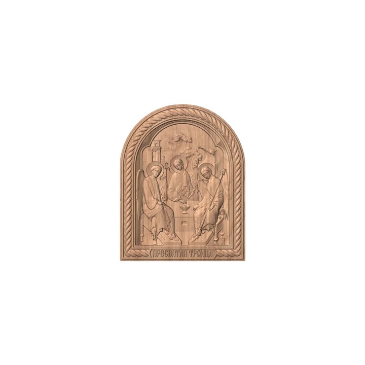 Faragott tölgy ikon – Szentháromság – 30 x 24 cm