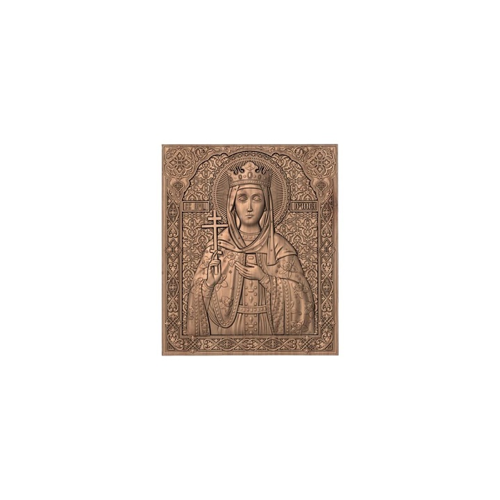 Tölgyfa faragott ikon – Szent Heléna császárnő – 30 x 25 cm