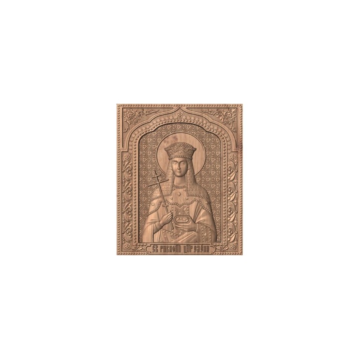Tölgyfa faragott ikon – Szent Heléna császárnő – 30 x 25 cm