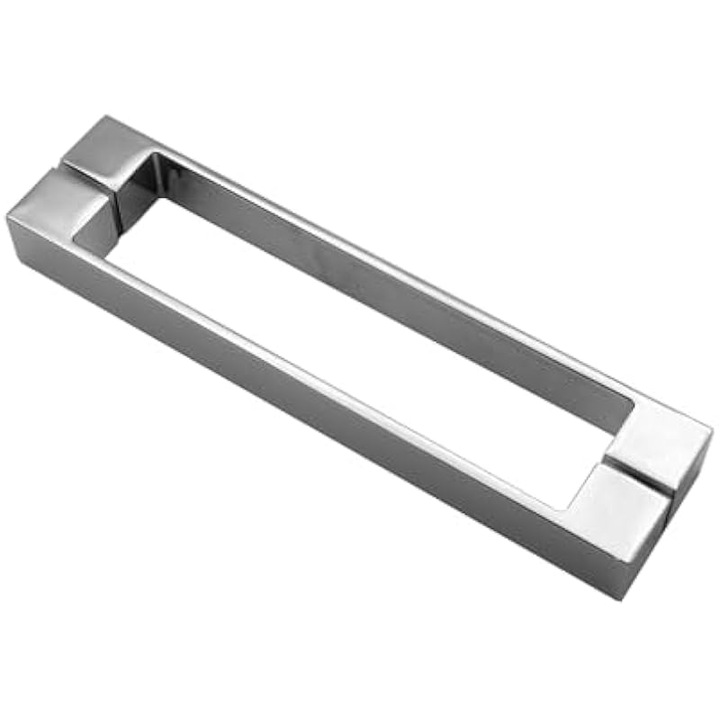 Zuhanyajtó fogantyú, négyzetes design, robusztus és korrózióálló, 190 mm középtávolság, 225 mm hosszúság, krómozott felület, 1 pár