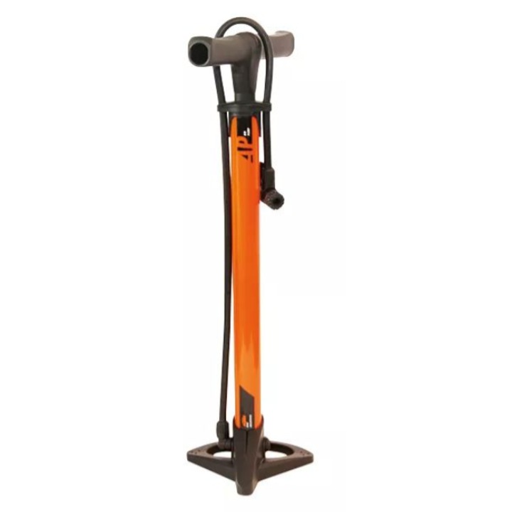 KTM kézi kerékpár pumpa, 530mm, narancssárga, acél henger, stabil műanyag talp