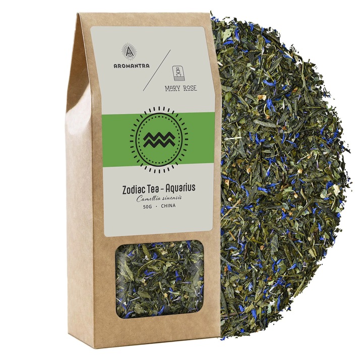 Zöld Tea, Aromantra x Mary Rose, Kína, Vízöntő Csillagjegy, Zodiákus Rituálé, Energia, Univerzum, Friss, Természetes, Kiváló Minőség, Prémium Szelekció, 50 g