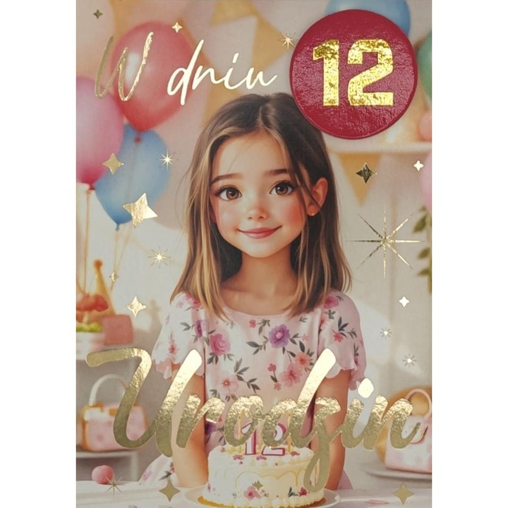 Felicitare YEKU 3K cu element auriu si autocolant multicolor 12.4x17.5cm