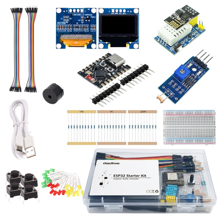 Комплект за разработка ESP32-C3 с OLED, DHT11, светодиоди и сензори