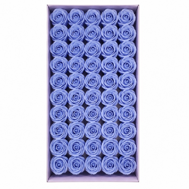 Set 50 trandafiri din sapun, 5x5 cm, calitate premium, decor si cadou elegant, Purple