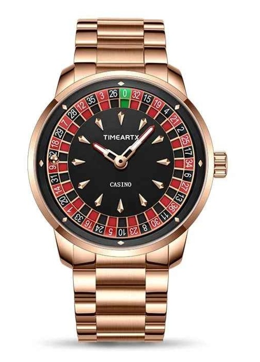 Mark Fairwhale FW-5031 férfi óra, kvarc, kaszinó rulett számlappal, rózsaszín arany, 43 mm, fém, 3ATM