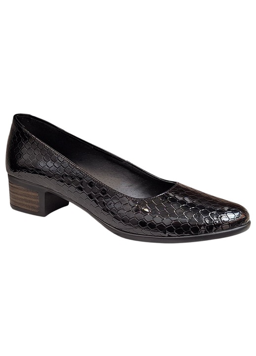 Pantofi dama casual din piele naturala STD24N, Negru lacuit