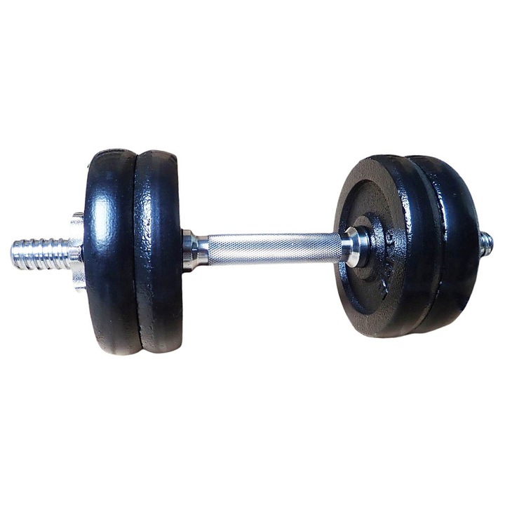 Haltera KUBIsport 12kg, discuri lacuite, crom, 30mm