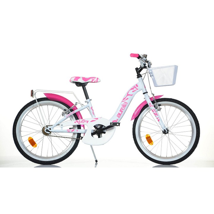 Bicicleta fete Dino Bikes 20", alb, otel Hi-ten, 56-68 cm, 11.5 kg