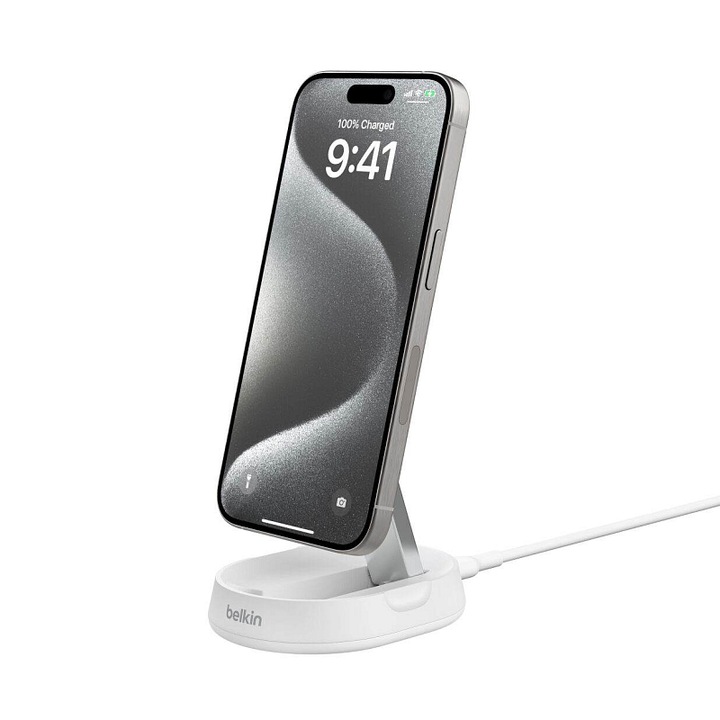 Belkin BoostCharge Pro 15W vezeték nélküli töltő, mágneses, átalakítható, fehér, 8.6x6.5x13cm