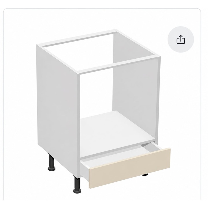 Corp pentru cuptor incorporabil din pal, cu sertar, 60 x 86 x 53 cm, Alb / crem