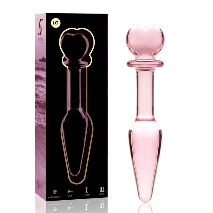 Plug Anal din Sticla Borosilicata Nebula Series by Ibiza, Model 7, Roz, 13.5 cm