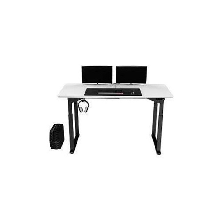Birou reglabil gaming Ultradesk Uplift White UDESK-UP-WTDE, electric, reglabil 74-116 cm, suprafata rezistenta la zgarieturi si substante chimice, cadru din otel, panou control inteligent cu memorie 2 pozitii, alb, 160x75 cm