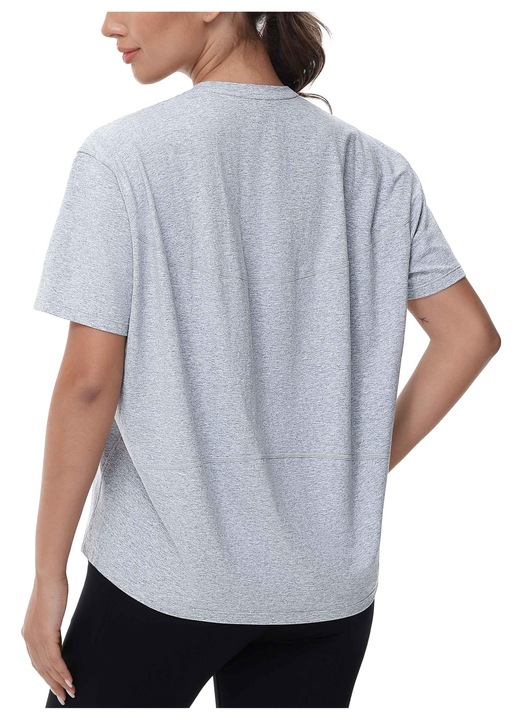 Tricou sport dama, The Gym People, Maneca scurta, Guler rotund, Croiala lejera, Material respirabil, Bumbac, Rayon, Spandex, Albastru