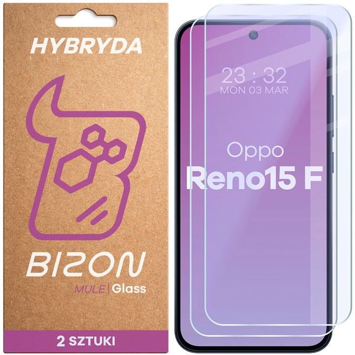 Set 2 Sticla de protectie, Bizon Glass Mule Duo pentru Oppo Reno15 F