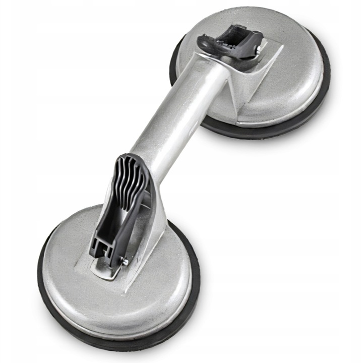 Ventuza dubla pentru sticla si gresie, Zola, vid puternic, suport 60-100 kg, pentru geamuri, placi, oglinzi si gresie, aluminiu, 2 x 11.5 cm