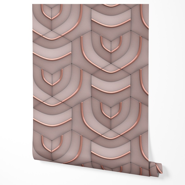 Vlies tapéta geometrikus 3D arcade bézs arany rózsaszín modern absztrakt textúra elegáns luxus nappali hálószoba előszoba UV-álló tapéta 5m x 0,5m