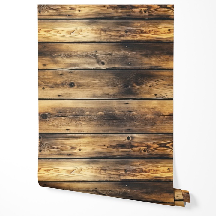 Tapéta vlies fa hatású vízszintes deszkák rusztikus sötét vintage természetes textúra barna design nappali hálószoba konyha előszoba UV-álló tapéta 5m x 0,5m