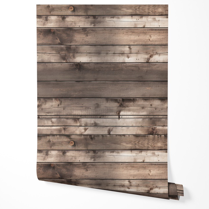 Tapéta vlies fa hatású vízszintes deszkák rusztikus vintage természetes textúra szürke barna modern design nappali hálószoba konyha előszoba UV-álló tapéta 5m x 0,5m