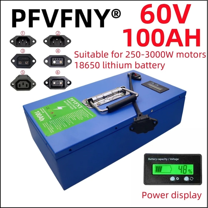 Teljes kapacitású 18650 lítium akkumulátor, 60V 20Ah–100Ah, lítium akkumulátor csomag 250–3000W-hoz alkalmas