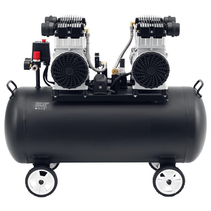 Hordozható olajmentes kompresszor, ultra-csendes, 3000 W, 300 l/perc, 8 Bar, 75 l tartálykapacitás