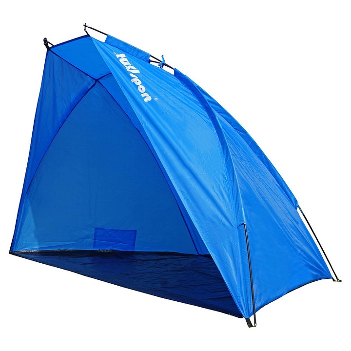 Cort de plaja KUBIsport, 220 x 115 x 120 cm, cu podea PE, pentru 3 persoane, albastru/galben