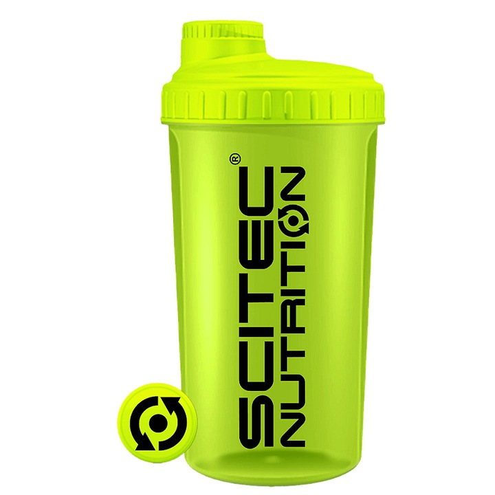 Шейкър Scitec Nutrition 700ml жълт с цедка против слепване