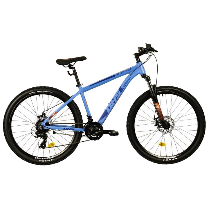 DHS Terrana 2725 27,5 7.0 hegyikerékpár, 6061 alumínium váz, 100 mm rugóútú villa, 24 sebességes Shimano, Tektro tárcsafékek, kék, 18" váz (174-186 cm)