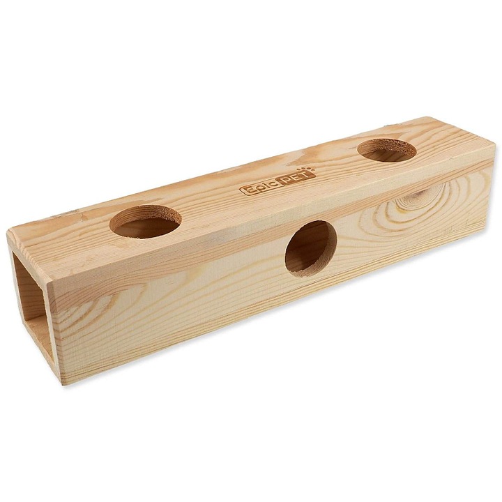 EPICPET fa kocka alagút állatoknak, nyílásokkal, natúr, 33 cm