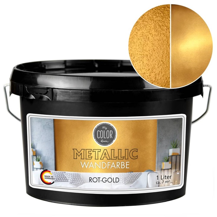 Vopsea decorativa cu efect metalic pentru pereti, My COLOR Room by Viva Decor, 1L Auriu inchis