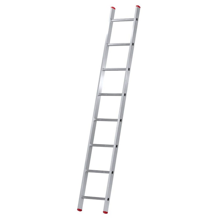 Scara de sprijin VENBOS 1008, din aluminiu usor, 1x8 trepte, trepte antiderapante si picioare antialunecare, capacitate 150 kg, argintiu, 2280 mm