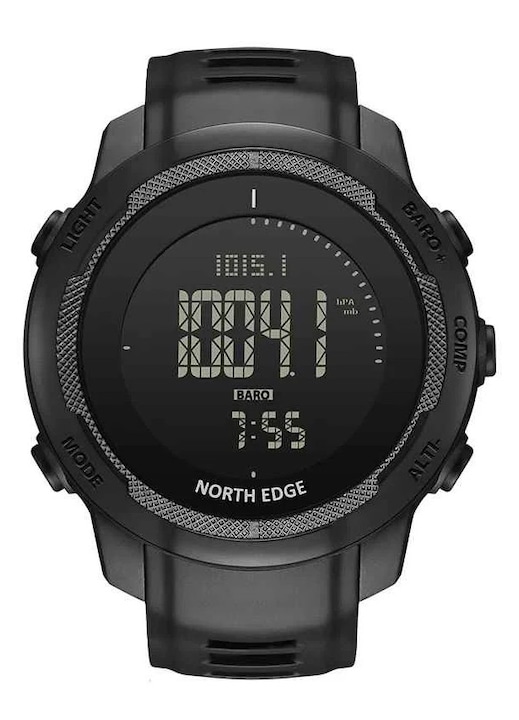 Спортен часовник NORTH EDGE Vertico, мъжки, дигитален, карбонов корпус, алтиметър, барометър, компас, крачкомер, водоустойчив 50M