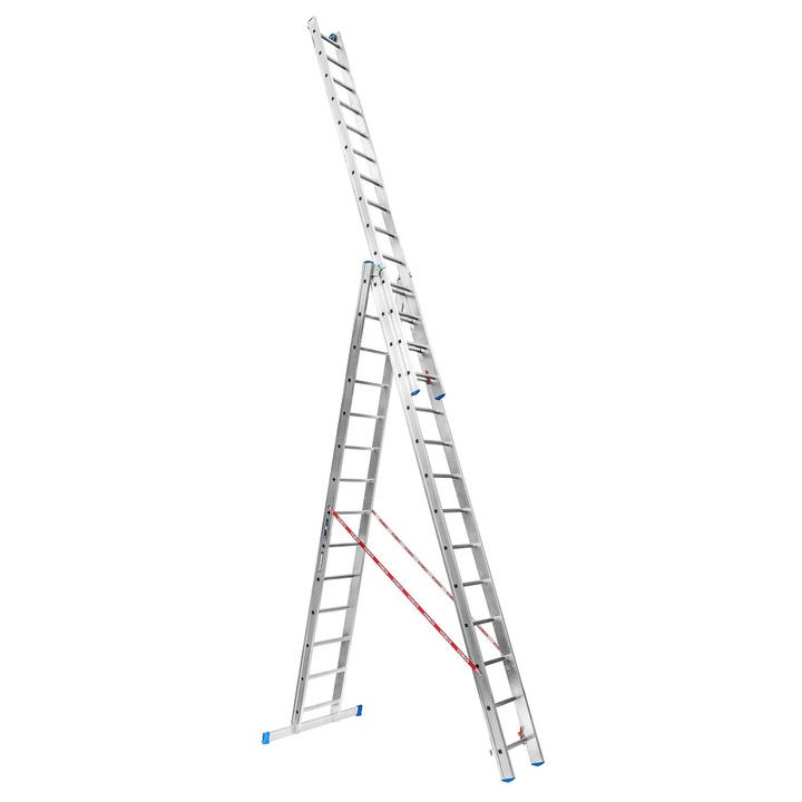 Scara VENBOS PROFI 3814, extensibila trei sectiuni 3x14, din aluminiu usor, cu trepte antiderapante si stabilizator 1100 mm, argintiu, 1 buc