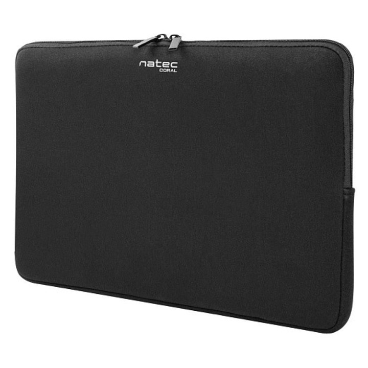 Natec Coral laptop tok/sleeve, tartós neoprén, dupla cipzárral és ütésvédelemmel, 14,1"-os, fekete
