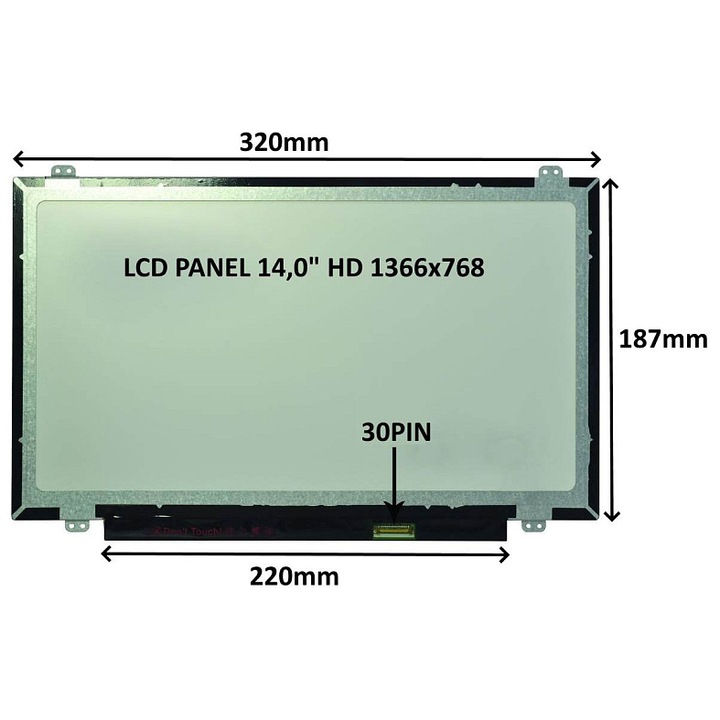 LCD panel 14 inch SIL 1366x768 matt 320x187mm 30PIN