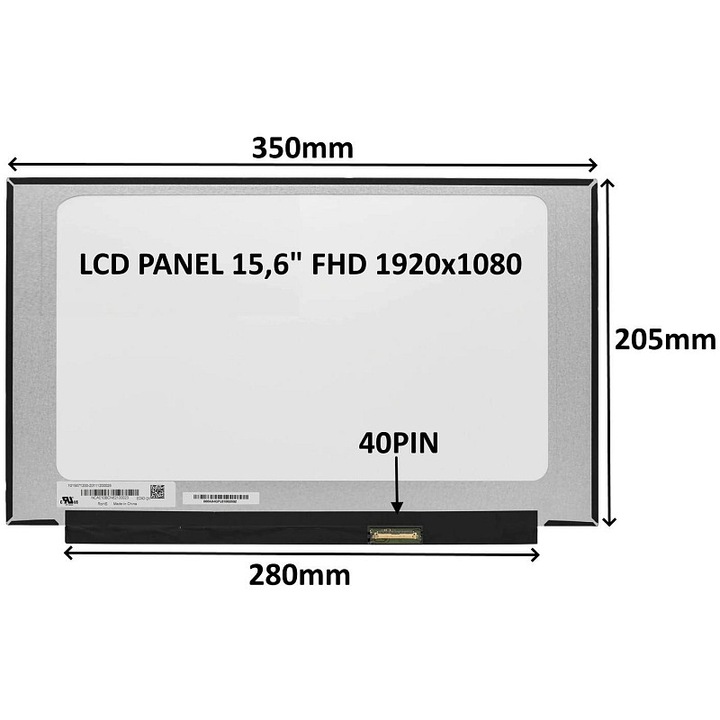 SIL laptop LCD panel, 15,6", FHD, IPS, matt, 144Hz, 350x205mm
