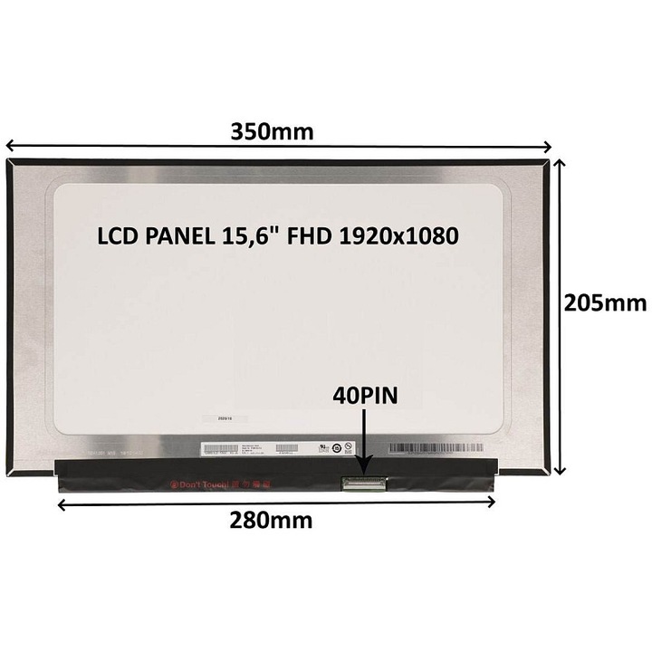 SIL laptop LCD panel, 15,6", FHD, IPS, matt, 120Hz, 350x205mm