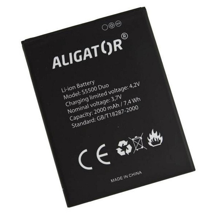 Akkumulátor (akkumulátor) Aligator S5500 Duo, Li-Ion, 2000 mAh, 3.7V, fekete, 1 db