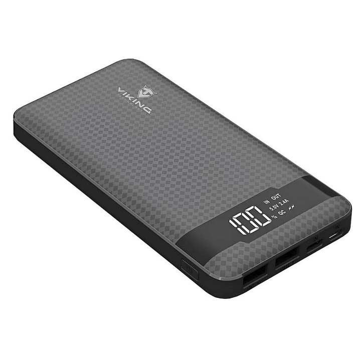 Powerbank Viking PN-961PD 10000mAh fekete 145.5x72.8x14.3mm