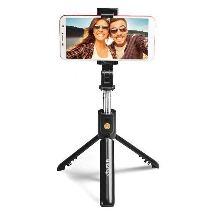 Selfie bot / állvány Aligator HA12 levehető Bluetooth távirányítóval, teleszkópos 68 cm, állítható szög 150°, Fekete