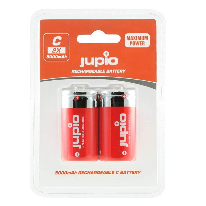 Батерия/Акумулатор Jupio C, NiMH презареждаема 5000 mAh 1.2V, червен/черен, 2 бр