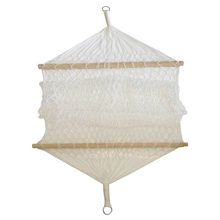 Hamac/plasa suspendata Acra J02/1, din nylon, grosime sfoara 2,5 mm, capacitate 150 kg, Alb, 245 cm lungime, 80 cm latime