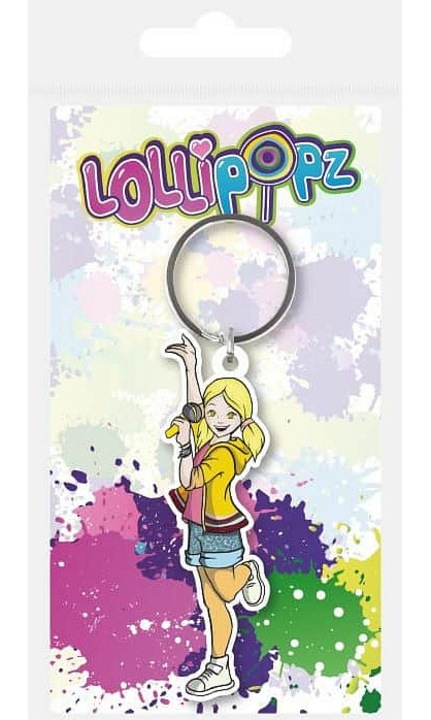 EPEE, gumis kulcstartó licencelt motívummal és fémgyűrűvel Lollipopz, sárga, 4,5 x 6 cm