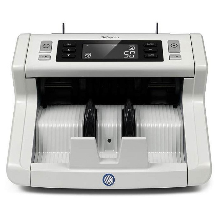 Numaratoare / contor bancnote Safescan 2210, cu detectie UV pentru falsuri, viteza 1000 bancnote/minut, functie auto start/stop si dozare (batch), alb, 292x246x178 mm